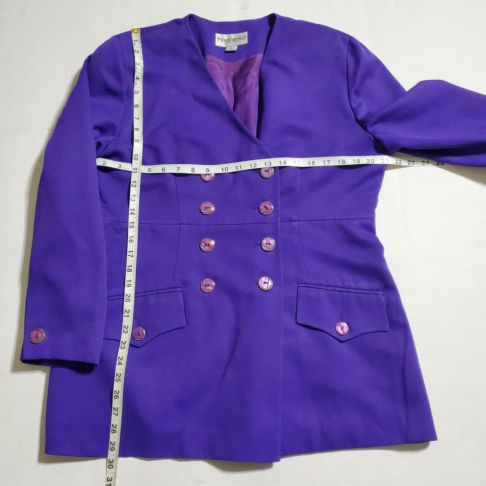 John Meyer of Norwich Size 14 2-Piece Skirt Suit Set VTG Double Breasted Purple - Picture 11 of 15